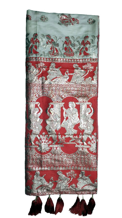 Raj Nartaki Baluchari Silk Saree Rich Pallu Design with Blouse Bhai Bhai Fashion Shop